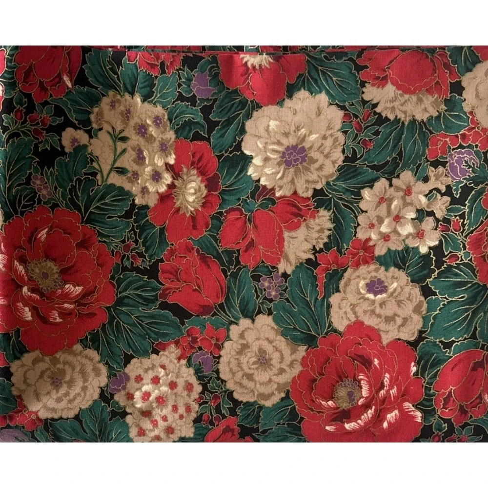 The Mandarin Garden by Hoffman California Metallic Floral on Black Cotton 3 YDS!
